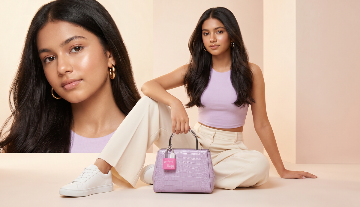 Teenage Indian girl with Mini Muse lip oil